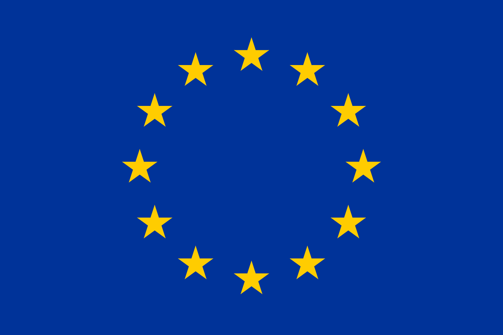 Flag of the European Union, featuring a circle of twelve gold stars on a blue background